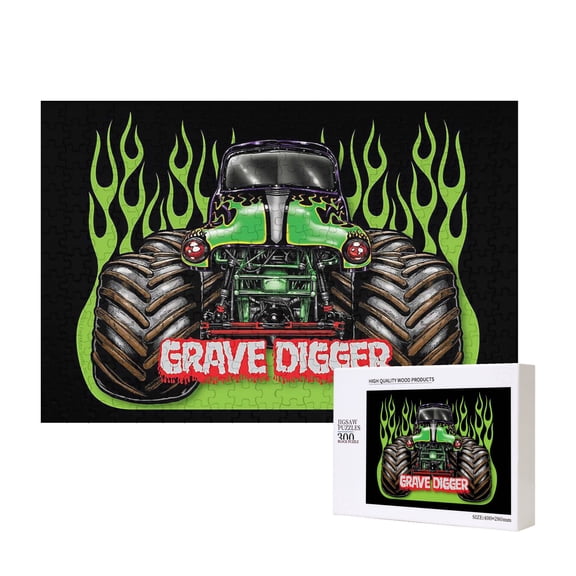 Grave Digger Trucks Wooden Jigsaw Puzzle 300 Piece Puzzles Thick Sturdy Precise Family Game Gifts Adults