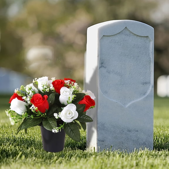 Grave Flowers Cemetery Flower Garland Full Bloom Vibrant Memorial Service Decor Green