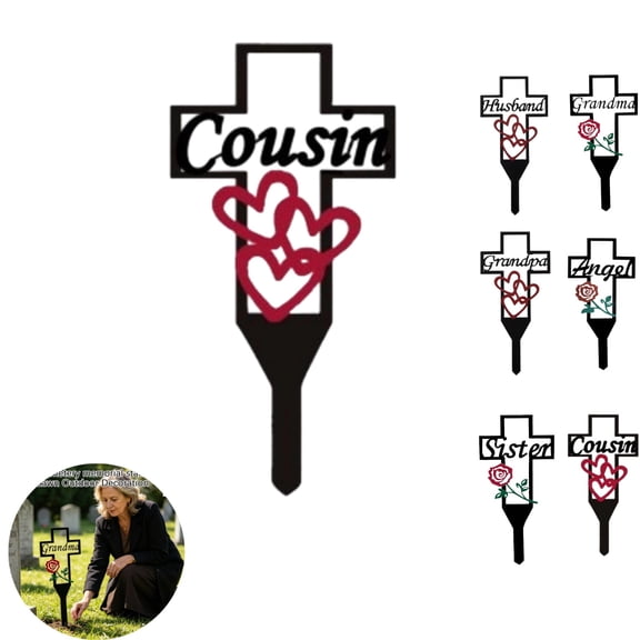 Grave Garden Stake Metal Cross Cemetery Decoration Memorial Sign Stake StyleC