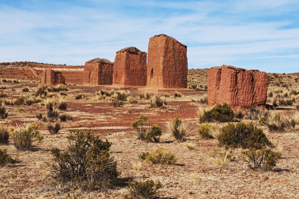 Grave towers (Chulpas) of the Inca near Challapa West of Patacamaya Bolivia Canvas Art - Carl Bruemmer Design Pics (19 x 12)