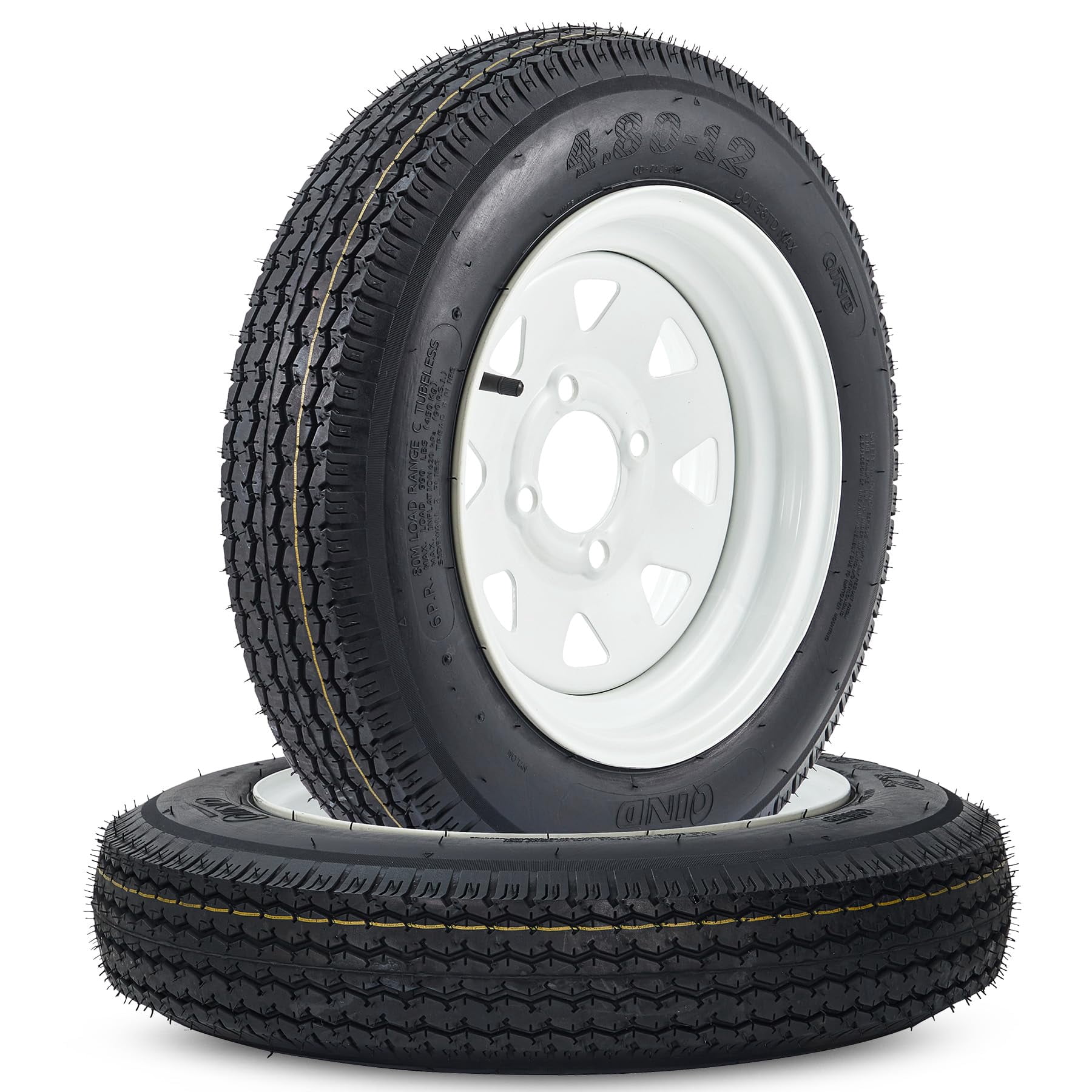 Gravee 2 Pack 4.80-12 4.80x12 480-12 4.80-12 Trailer Tires with 12 ...