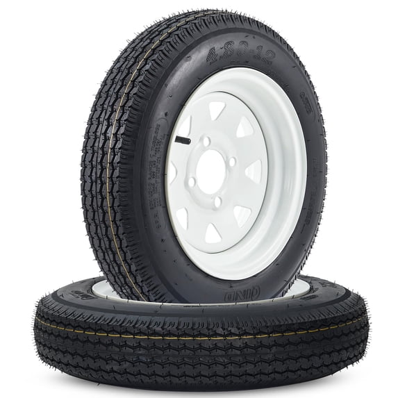 Gravee 2 Pack 4.80-12 4.80x12 480-12 4.80-12 Trailer Tires with 12'' Rims, 4 Lug on 4'', Load Range C, 6PR (480-12 with 4lug)