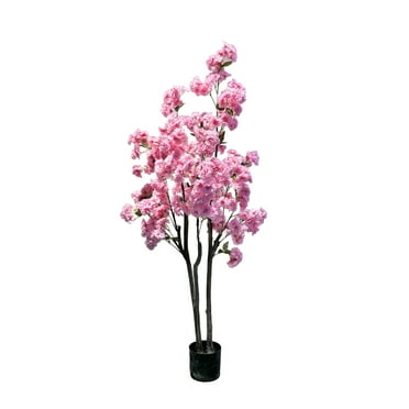 Gravee Artificial Cherry Blossom Tree,4.9ft/5.9ft Tall Decorative Faux Cherry Blossom Silk Tree In Pot,Home Indoor Corner Decor For Wedding Party Decor