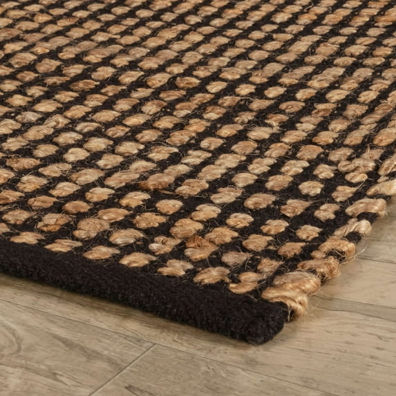 Gravel Black/Natural Handwoven Jute Rug, 5' x 8'