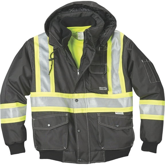 Gravel Gear Men's Class 1 High Visibility 3-in-1 Bomber Jacket, Lime, Medium
