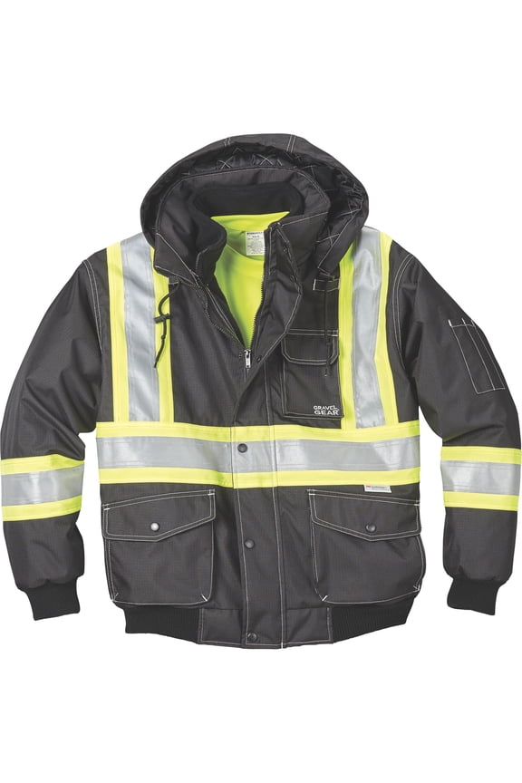 Men's Class 1 High Visibility 3-in-1 Bomber Jacket, Lime, Medium