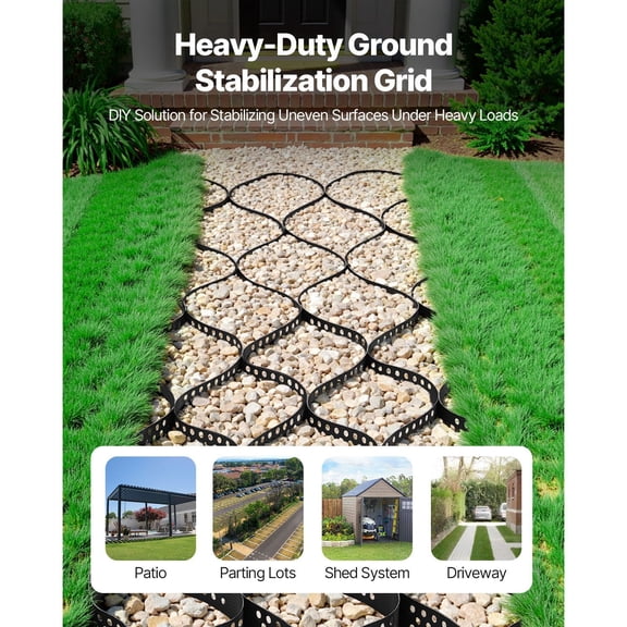 Gravel Grid 4 Inch Depth 17.06 x 8.86 FT 5200 x 2700 mm 1880 LBS Per Sq ft Grass Ground Retainer Permeable Geo Grids Driveway Stabilization for Garden Patio Walkway RV Parking Slopes