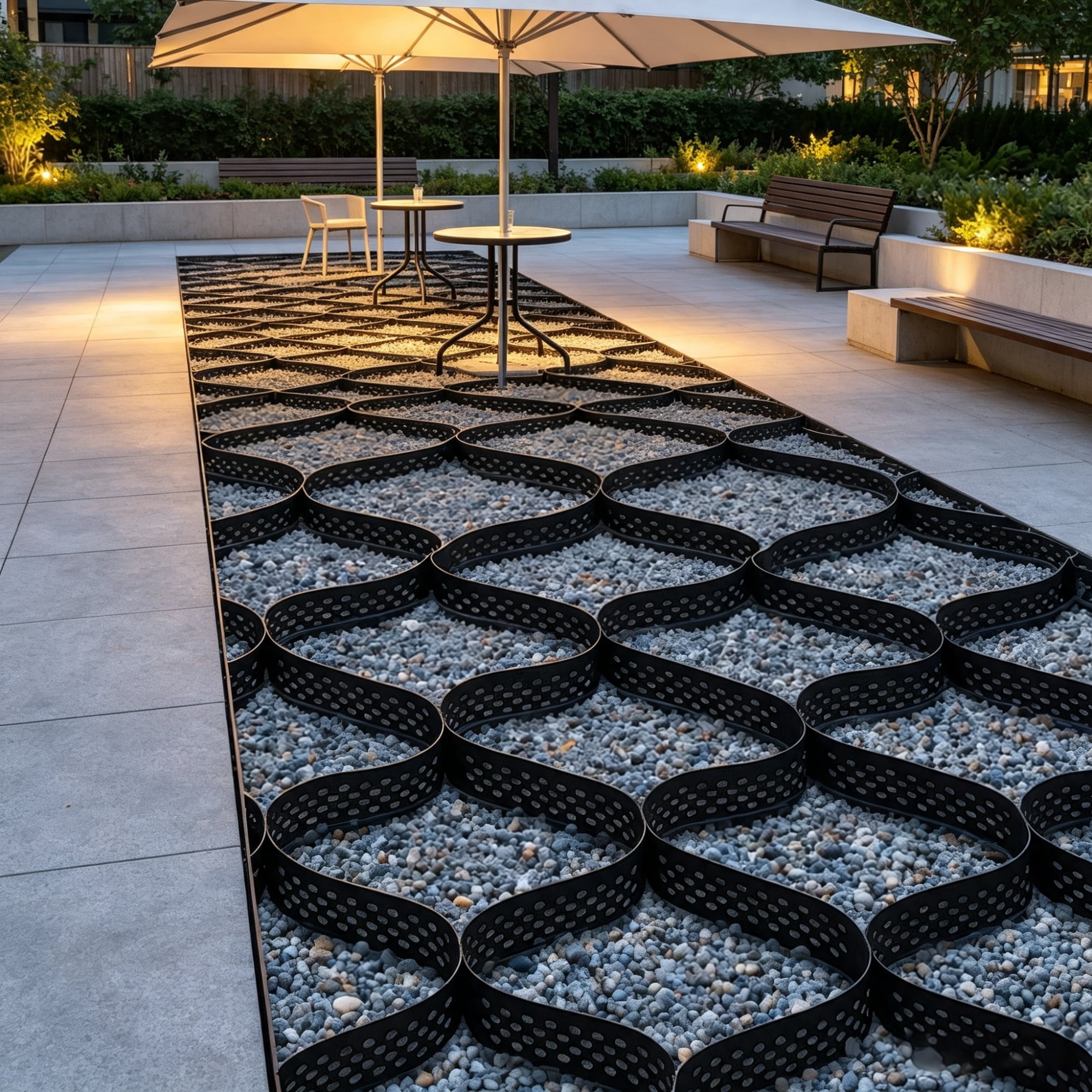 Gravel Grid Driveway Stabilization, Permeable Grass Ground Retainer 24.93 x 9.52 FT, 1880 LBS/Sq FT for Patio Walkway & RV Parking, 3" Depth