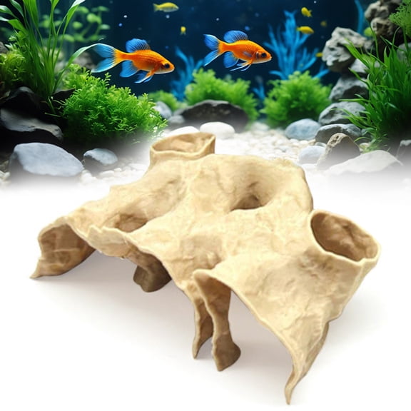 Gravel Tunnel Cave for Aquarium Decor Natural Curve Design Fish Hideout with Smooth Surface for Tropical Fish Tank Ornament