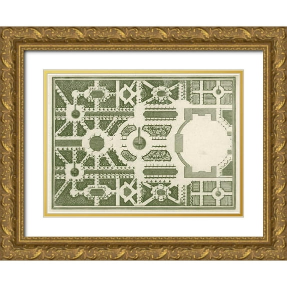 Gravely, Sir Archibold 24x18 Gold Ornate Wood Framed with Double Matting Museum Art Print Titled - Courtly Garden Plan II