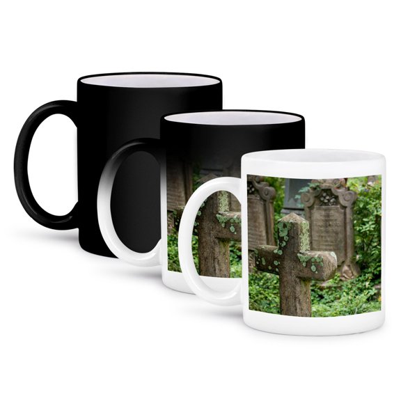 3drose, Gravestones at an Old Church Graveyard. Charleston, South Carolina, 11oz Magic Transforming Mug