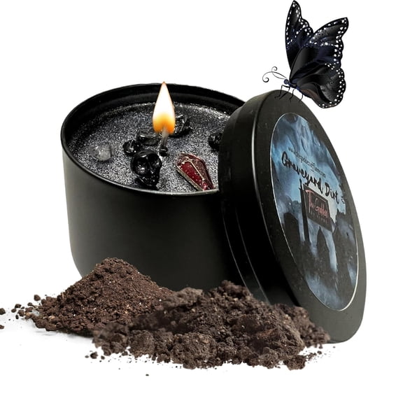 Graveyard Dirt Spiritual Spell Candle for Necromancy, Protection and Banishing|Remove hexes and Bad luck | All Natural & Organic Coconut Wax Candle for House Energy Cleansing Purification (16oz)