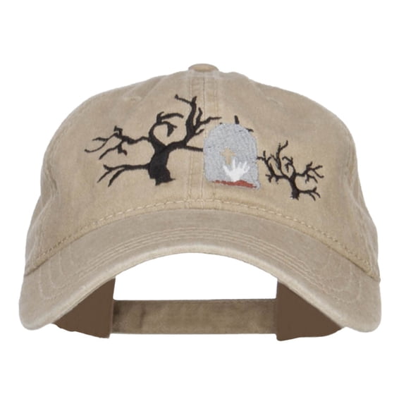 Graveyard Embroidered Washed Cap - Khaki OSFM