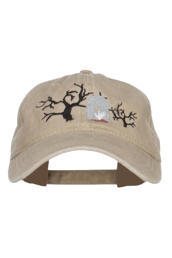 Graveyard Embroidered Washed Cap - Khaki OSFM