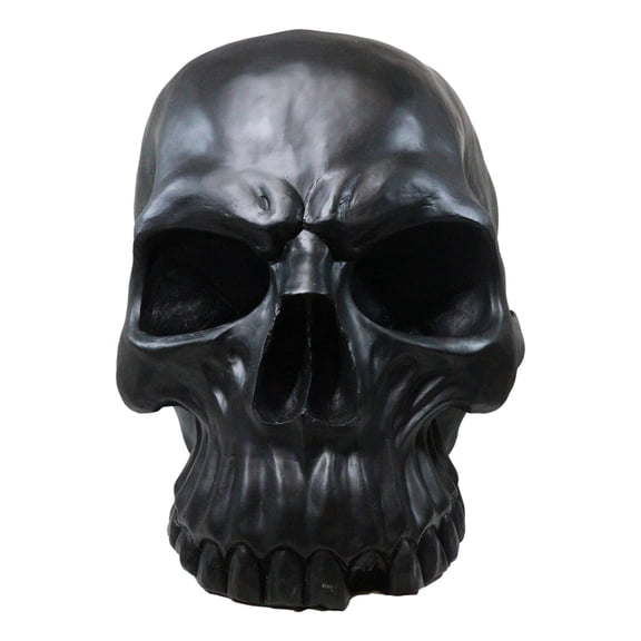 Graveyard Gothic Memento Mori Giant Oversized Sinister Black Skull Statue 23"L