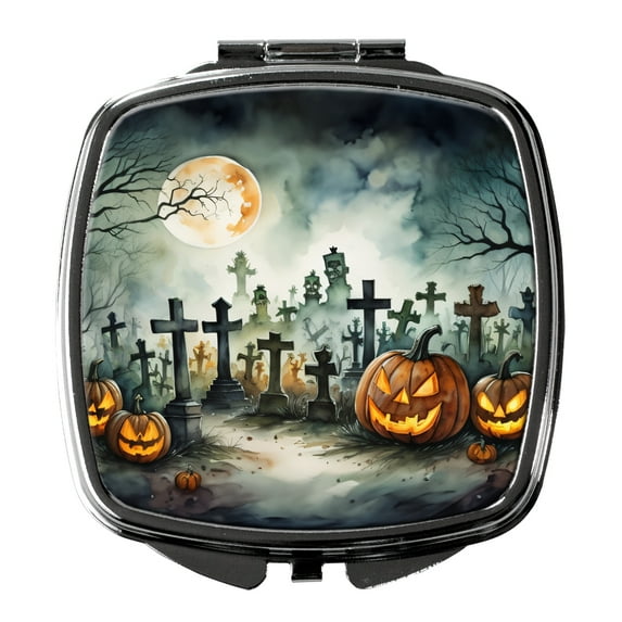 Graveyard Spooky Halloween Compact Mirror 2.75 in x 3 in