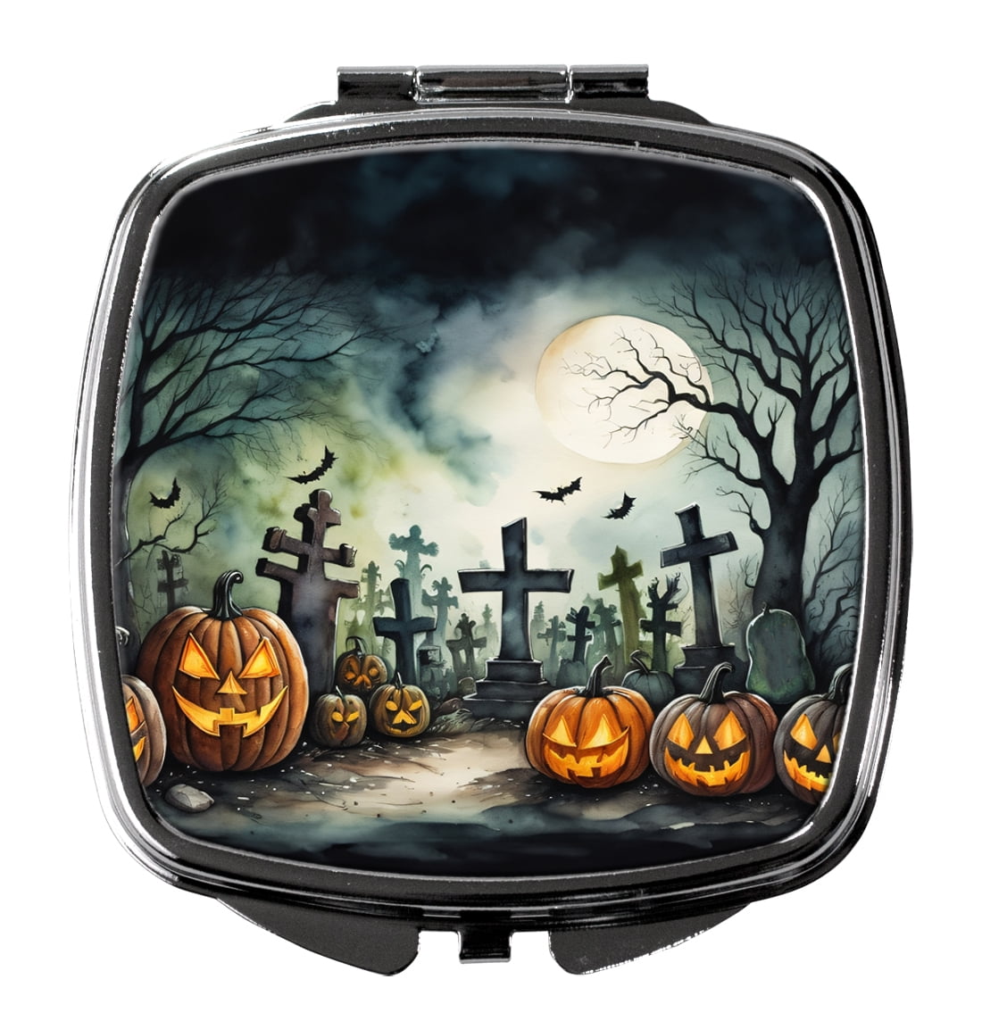 Graveyard Spooky Halloween Compact Mirror 2.75 in x 3 in