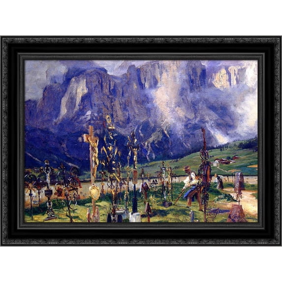 Graveyard in the Tyrol 24x20 Black Ornate Wood Framed Canvas Art by Sargent, John Singer