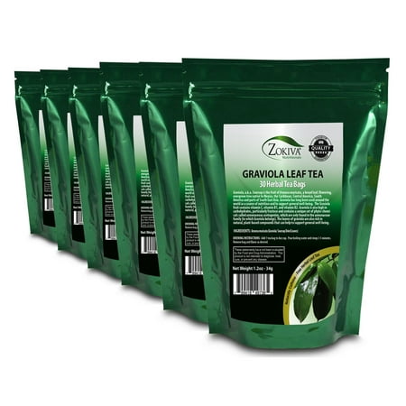 Graviola Tea 6-Pack (180 Herbal Tea Bags) Soursop - Annona muricata Premium 100% Pure Leaf