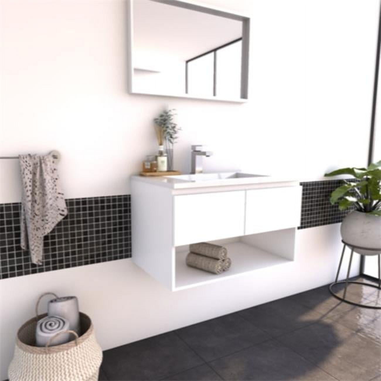 Gravita Designs 24 in. Wall Mounted Single Bathroom Vanity with 2 Soft Closing Doors, Storage ...