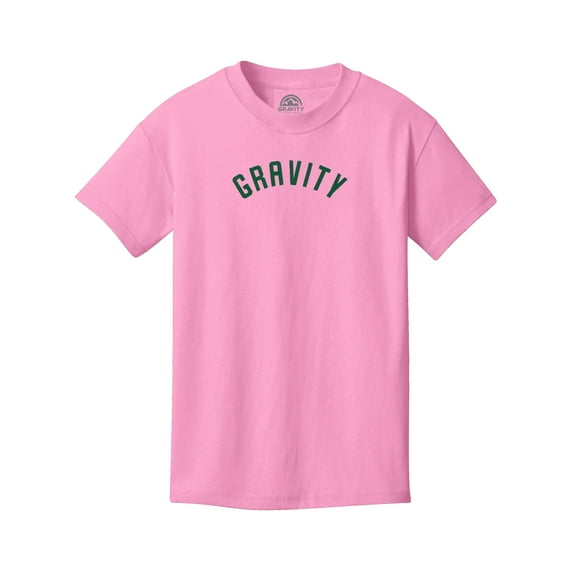 Gravity Athletics Water-Based Kids Cotton T-Shirt - Pink/Green Ink - Small