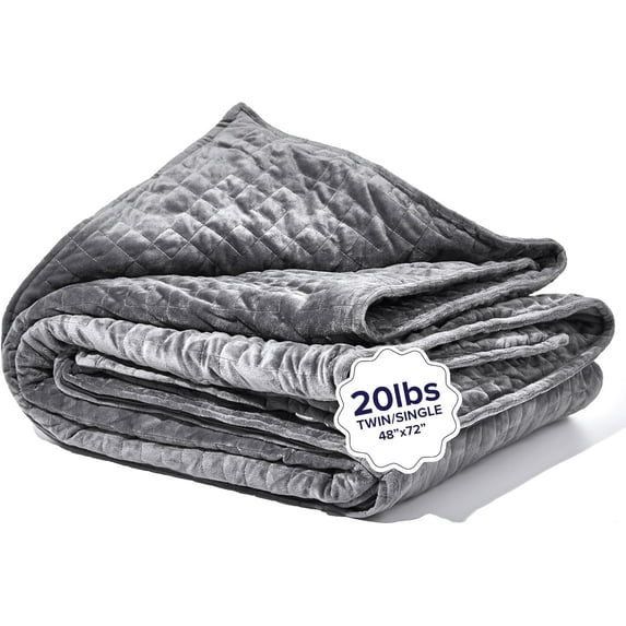 Gravity Blanket Weighted Blanket for Adults, 20lbs Grey 48"x72" Twin/Single, The Original Weighted Blanket for Sleep, Cotton Made Blanket with Washable Removable Microfiber Duvet Cover