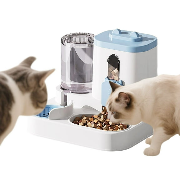 Gravity Cat Feeder and Water Dispenser, 2 in 1 Automatic Cat Feeder, Large Capacity Self Feeding for Small Medium Dog Puppy Kitten (Blue)