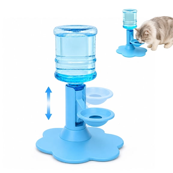 Gravity Cat Water Dispenser, Cordless Raised Anti-Tip Automatic Refill Elevated Bowl