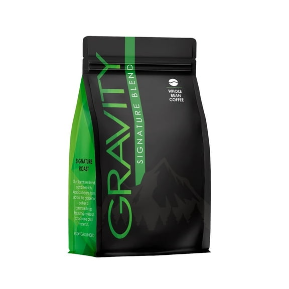 Gravity Coffee, Signature Blend (Medium Roast) 12oz Bag of Whole Beans, Notes of Hazelnut and Chocolate, Bold and Smooth Flavor