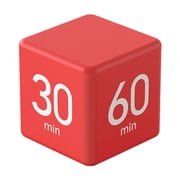 Gravity Cube Timer Flip To Start Countdown Adjustable Volume Dual Sound Levels Timer Display ABS Plastic 15 20 30 60 Min Presets Portable Desk Time Management Tool Red