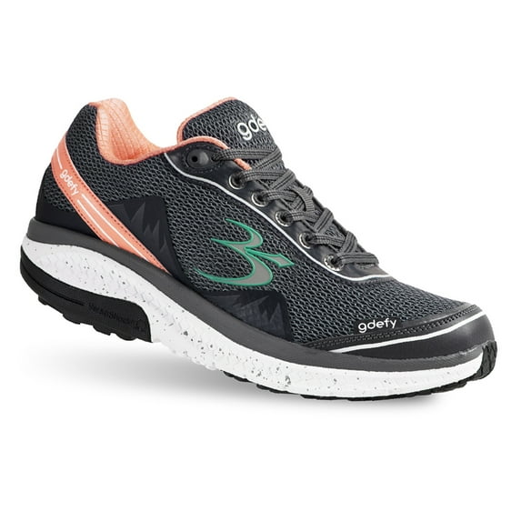 Gravity Defyer Women's Mighty Walk Gdefy TB9024FGU Grey Aqua Sneaker - Medium - Wide