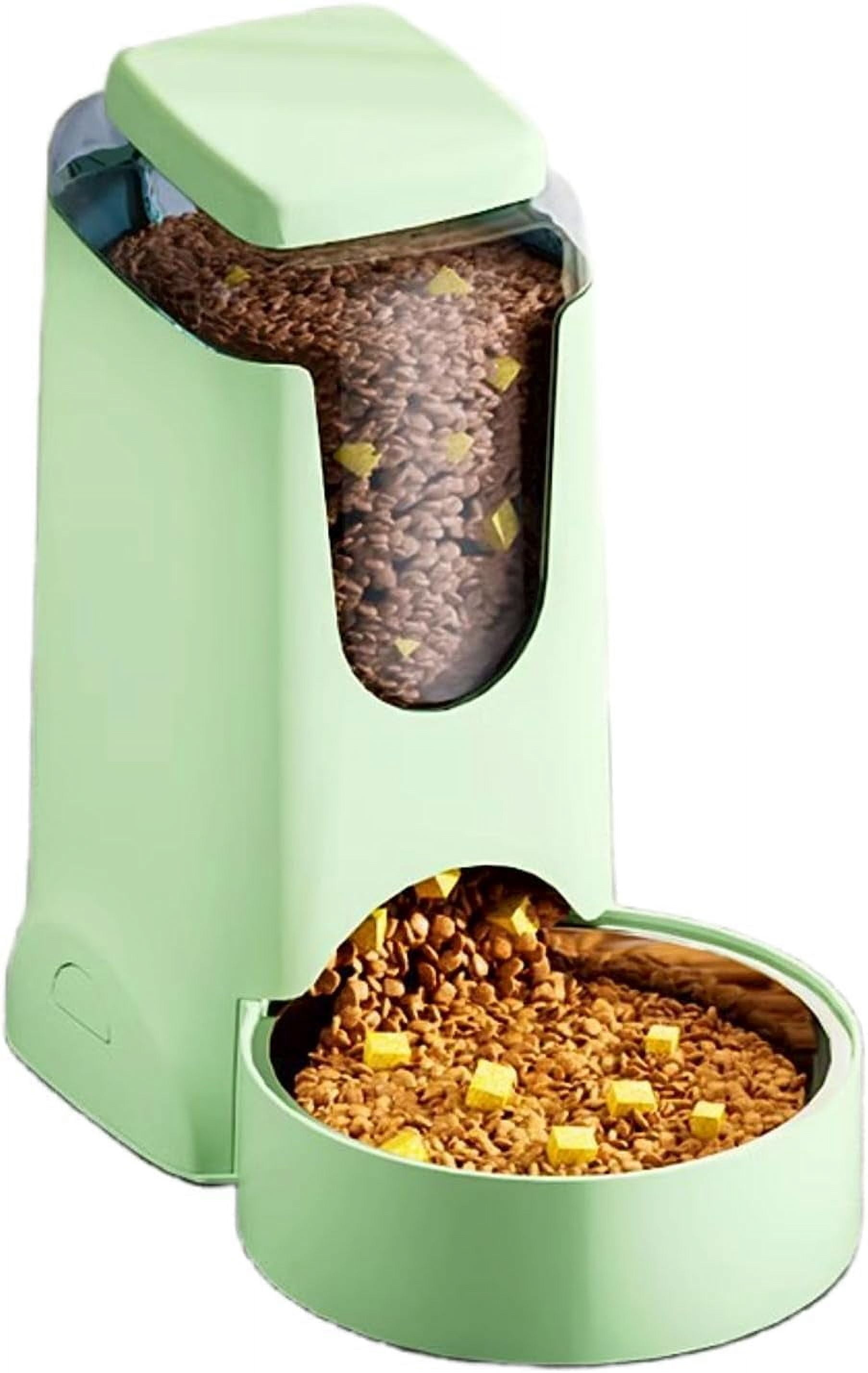 Gravity Dog Feeder 2.8L Pets Automatic Food Dispenser with Stainless Steel Bowl for Puppy Cat Rabbit Large Capacity (Light Green)
