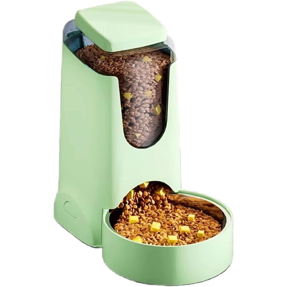 Gravity Dog Feeder 2.8L Pets Automatic Food Dispenser with Stainless Steel Bowl for Puppy Cat Rabbit Large Capacity (Light Green)