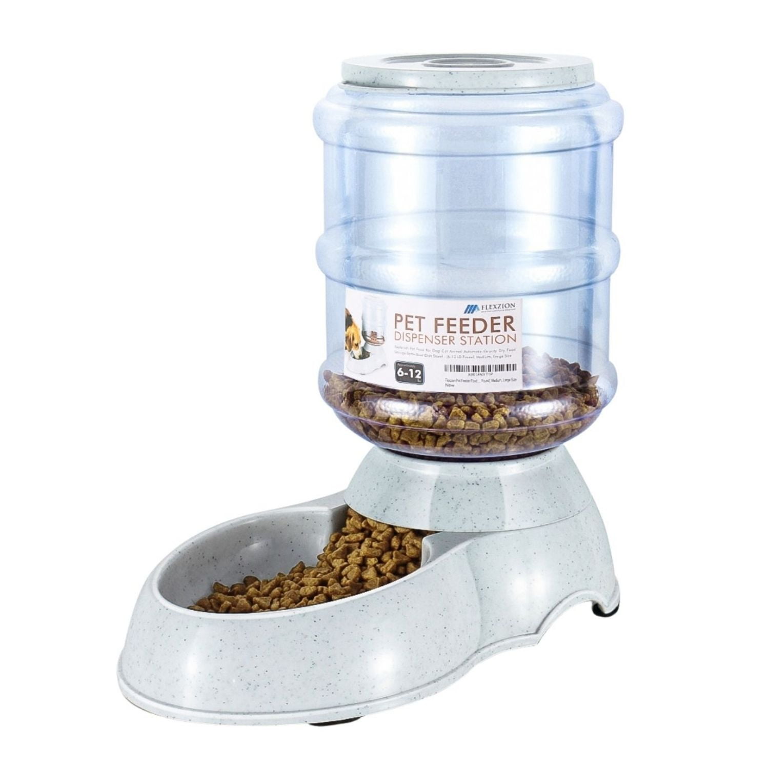 Gravity Dog Feeder, Automatic Replenish Large Dog Food Dispenser, Non-Skid, Easy-Clean, Large Capacity Dry Food Storage Bowl for Large Pet, 3 Gallon