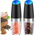 thumbnail image 1 of Gravity Electric Pepper and Salt Grinder Set, Adjustable Coarseness, Battery Powered with LED Light, One Hand Automatic Operation, Stainless Steel Black, 2 Pack, 1 of 7