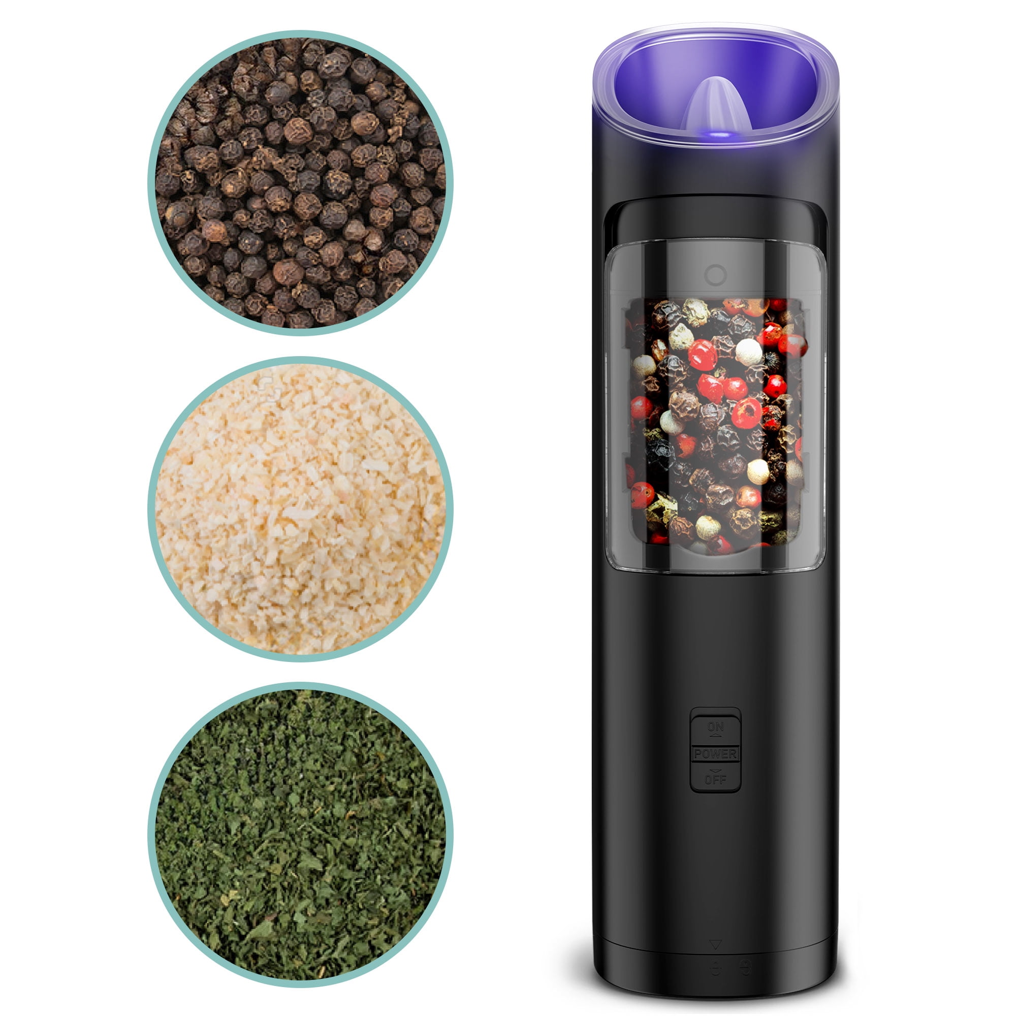 Gravity Electric Salt and Pepper Grinder Adjustable Coarseness, One