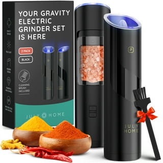 Electric Salt and Pepper Grinder Set: Leap Fit Automatic Pepper Mills with  Adjustable Coarseness - Battery Operated Spices Shaker with LED Light in
