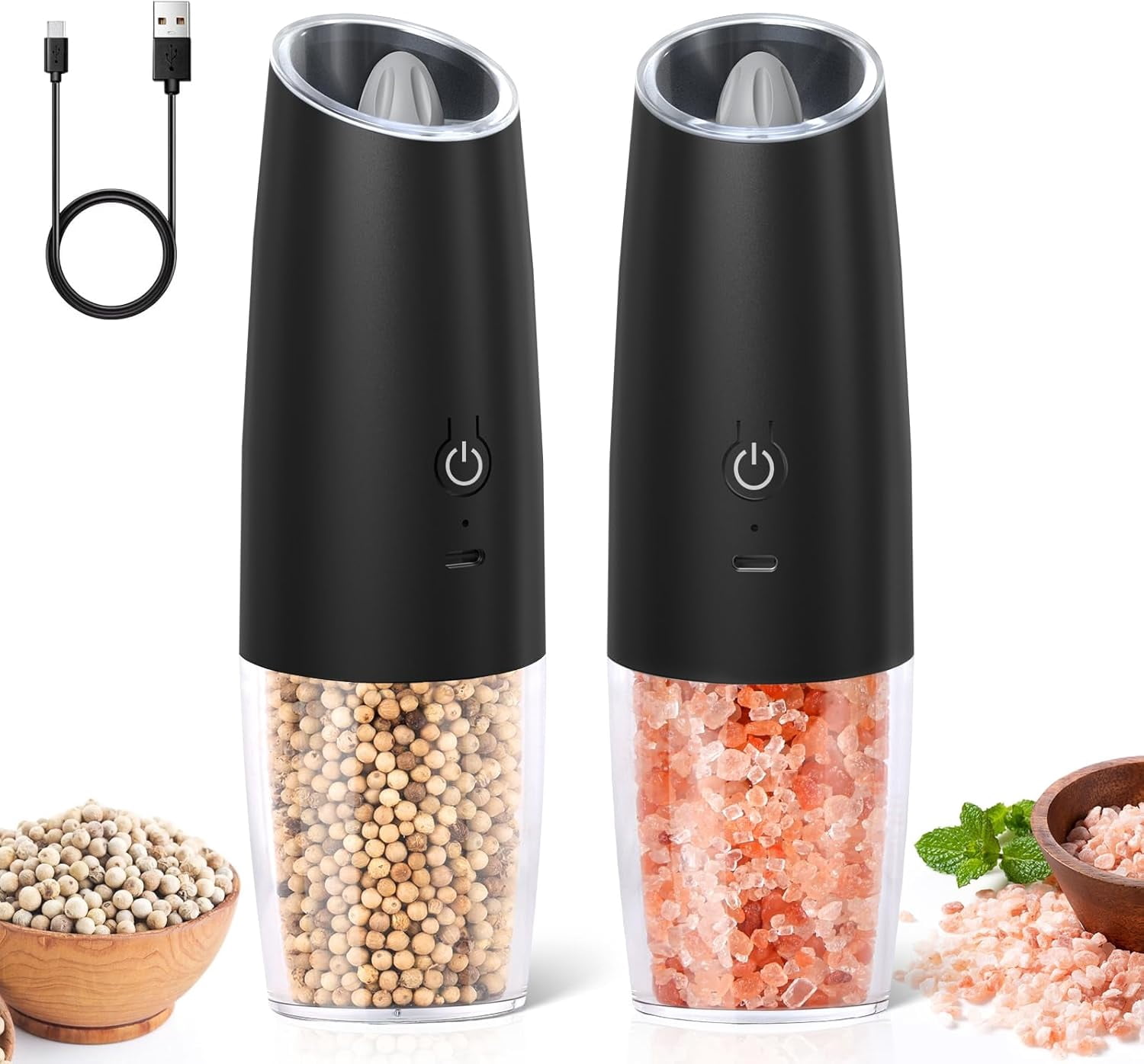 Gravity Electric Salt and Pepper Grinder Set Salt Grinder Pepper Mill ...
