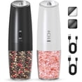 thumbnail image 1 of Dompilc Gravity Electric Salt and Pepper Grinder , Automatic Salt and Pepper Grinder Set, Adjustable Roughness, Battery Powered, LED Light, 2PC, 1 of 8