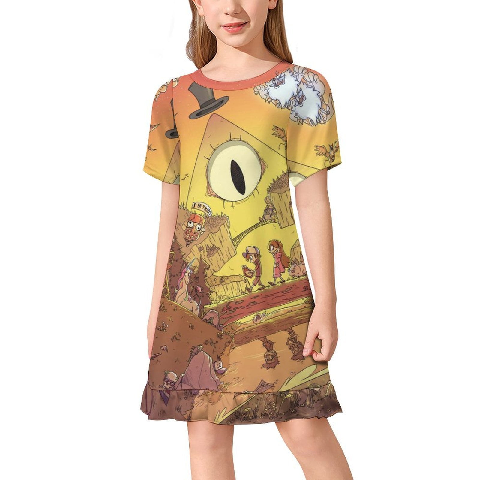Gravity Falls Animated Children's Short Sleeved Dress 3D Printed ...