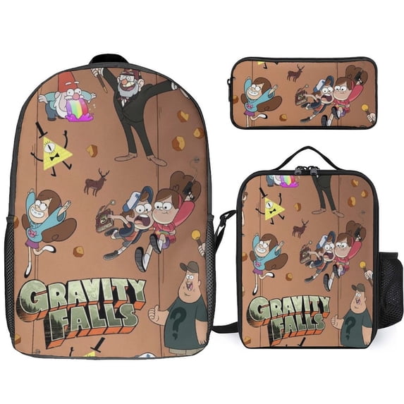 Gravity Falls Backpack 3 Piece Set Bookbag Fashion Pattern School Bag Daypack Combination