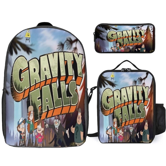 Gravity Falls Backpacks 3 Piece Set Bookbag with Lunch Bag And Pencil Case