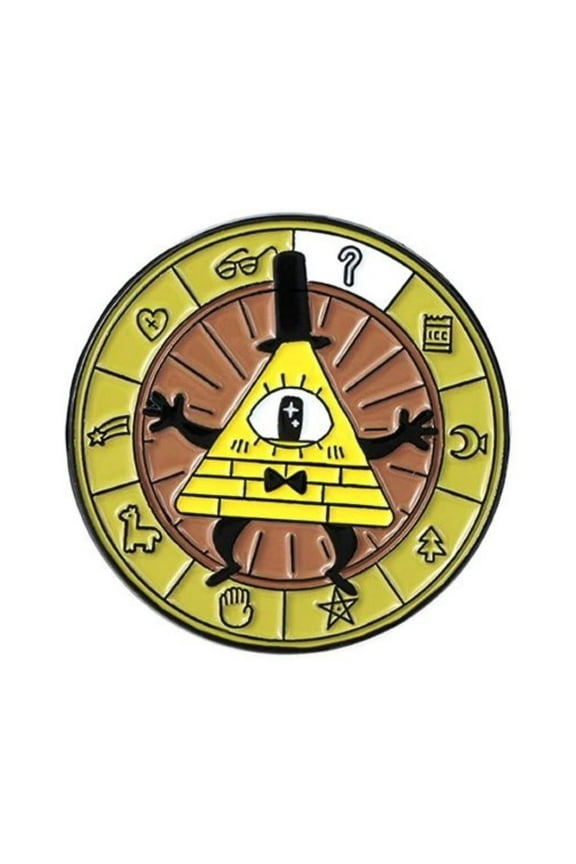 Gravity Falls Bill Cipher Wheel Logo 1.25 Inches Tall Enamel Metal Pin