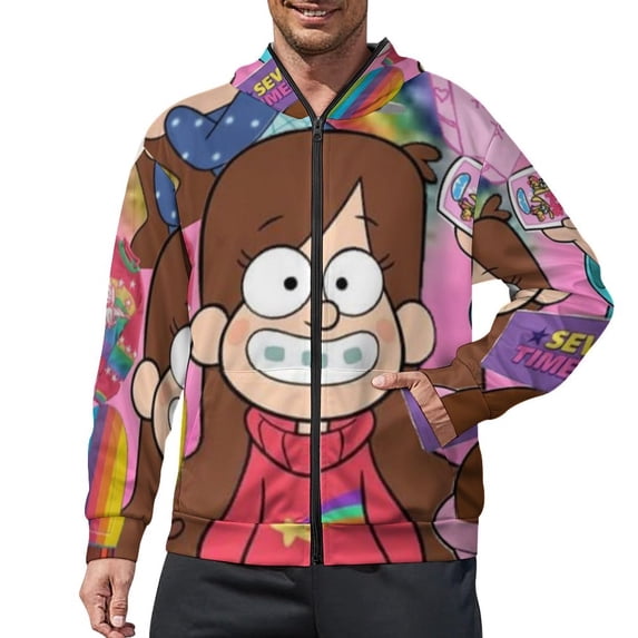 Gravity Falls Full Zip Hoodies Hooded Long Sleeve Jacket Lightweight Sweatshirt Warm Winter Coats L