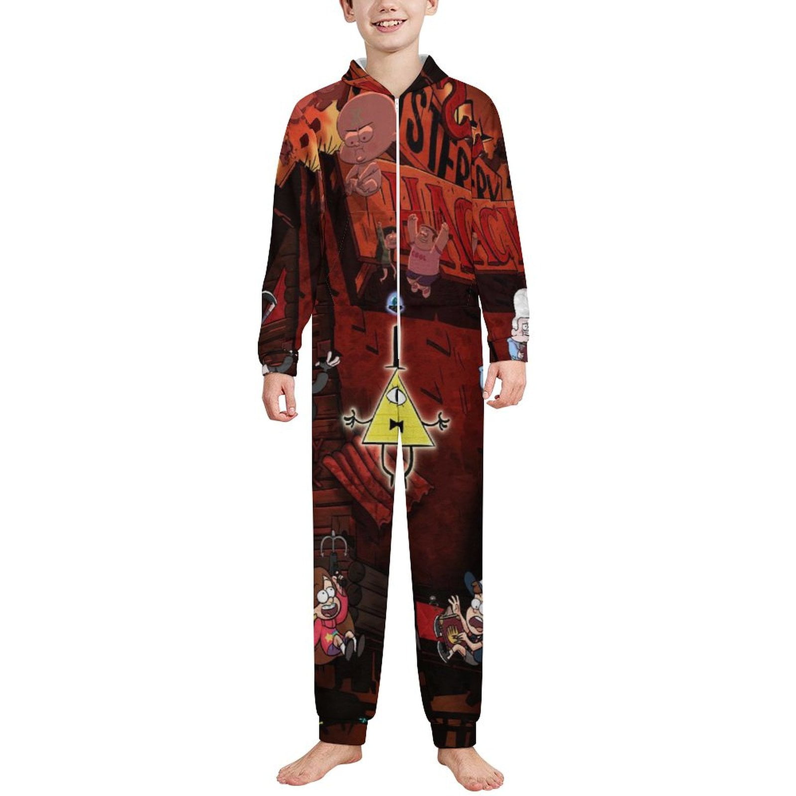 Gravity Falls Kids One Piece Pajama Hooded Union Suit PJs Sleepwear for ...