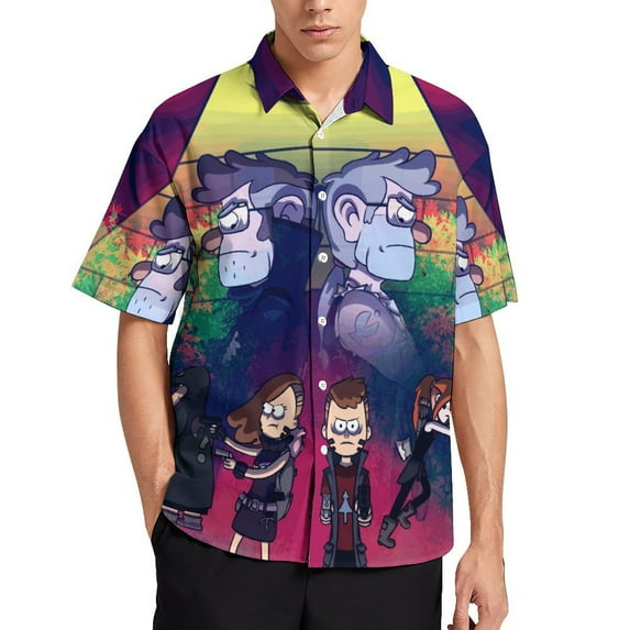 Gravity Falls Mens Hawaiian Shirt Summer Casual Short Sleeve Button Down Beach Shirts
