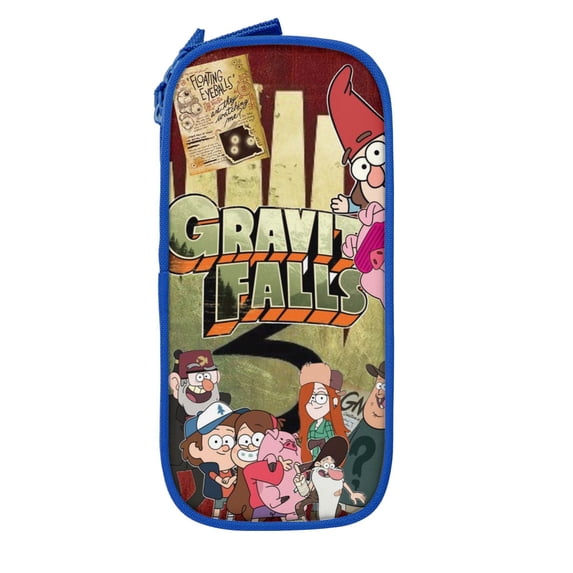 Gravity Falls Pencil Case Durable Pen Carrying Case Lightweight Pencil Bag Pouch Box Organizer Pencase Blue