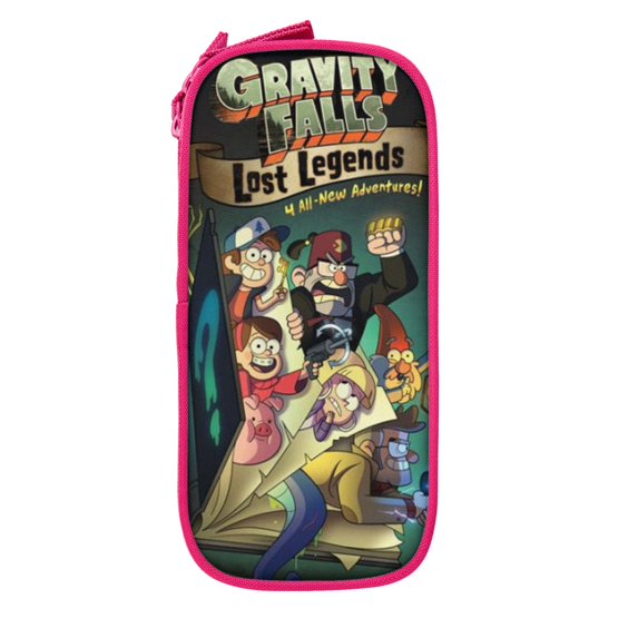 Gravity Falls Pencil Case Durable Pen Carrying Case Lightweight Pencil Bag Pouch Box Organizer Pencase Pink