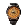 thumbnail image 1 of Gravity Falls Wheel Logo Black Leather Band Wrist Watch, 1 of 1