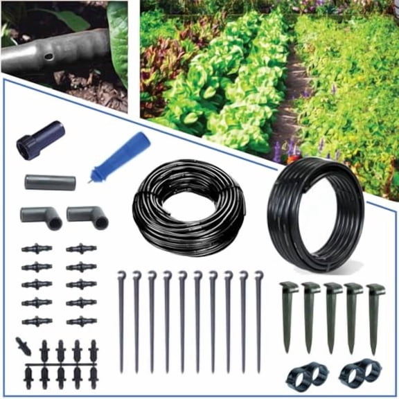 Gravity-Fed Drip Irrigation Kit with Inline Emitters: No-Pressure/Low-Pressure Irrigation for Rain Barrels, Rain Tanks, & Cisterns. Made in USA; Instructions & Videos Included$$Garden &